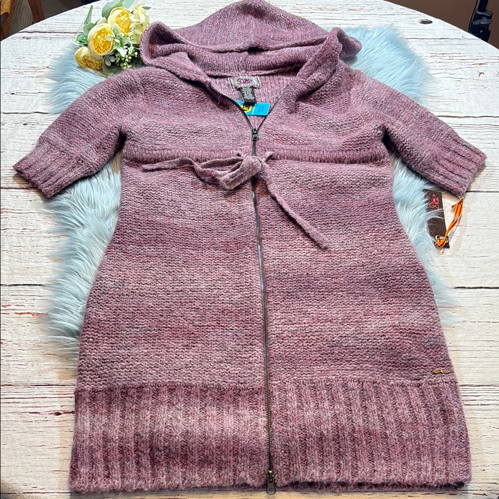 NWT DEX Purple Knit Zip Sweater Dress sz XS